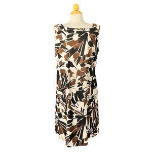 Scarlett Sleeveless Abstract Floral Midi Dress - Brown, Black & Cream